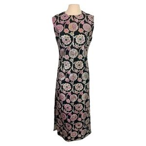 Vintage Alice of California Sleeveless Metallic Floral Paisley Print Maxi Dress